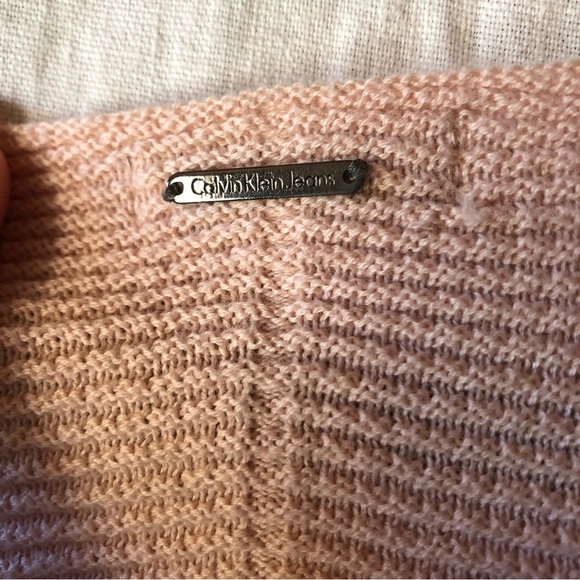 Calvin Klein Jeans Shell pink tunic length cotton ribbed sweater v neck XL - Picture 7 of 10